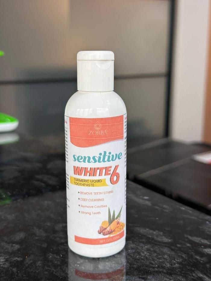 Zorba Sensitive White 6 Turmeric Liquid Toothpaste 100ML (Pack of 2)
